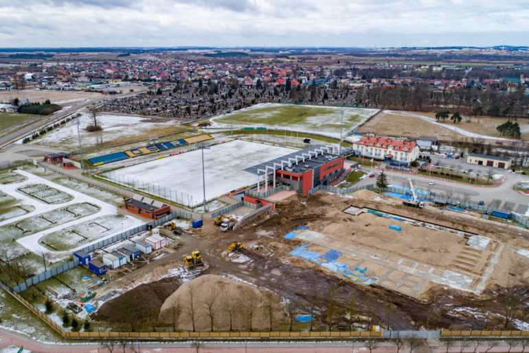 Suwałki Arena - plac budowy z lotu ptaka